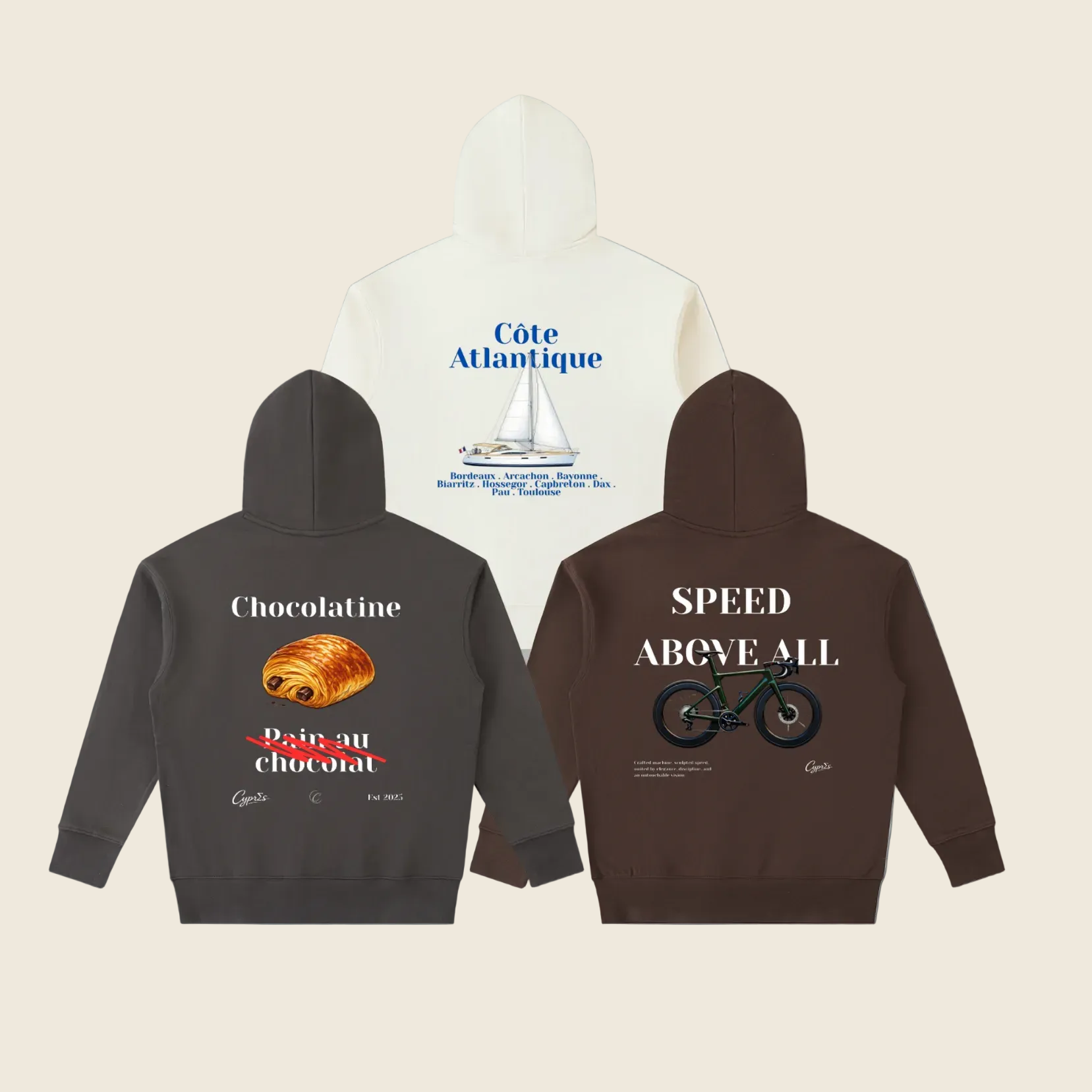 Lot de 3 sweats à capuche